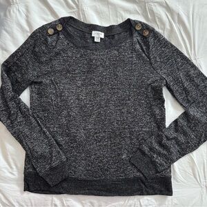 J.Crew Charcoal Gray Crew Neck Knit Viscose Sweater Accent Button, XXS